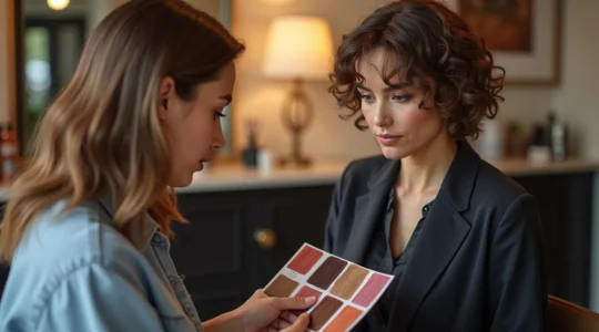 Consultation professionnelle de coloration cheveux en salon, diagnostique capillaire personnalisé
