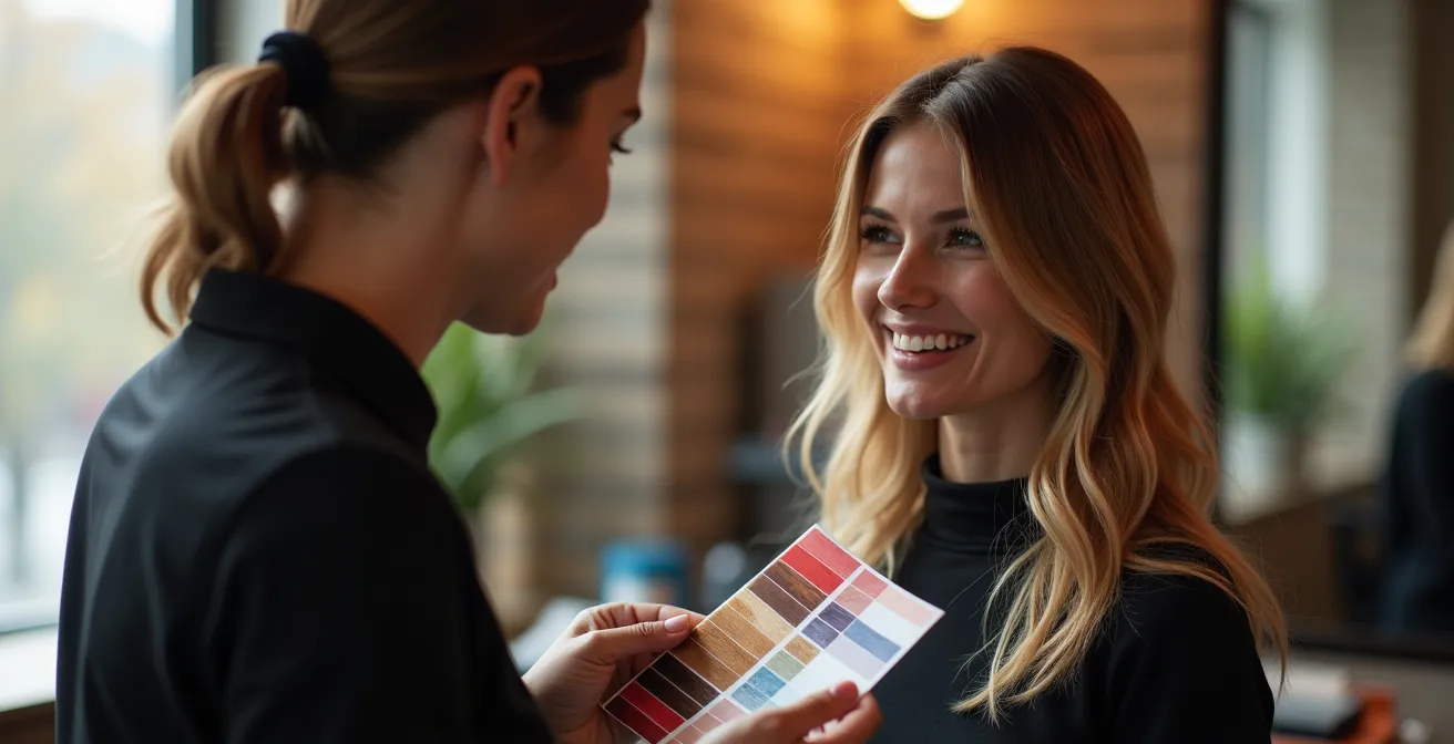 Consultation professionnelle avec présentation d'options de coloration