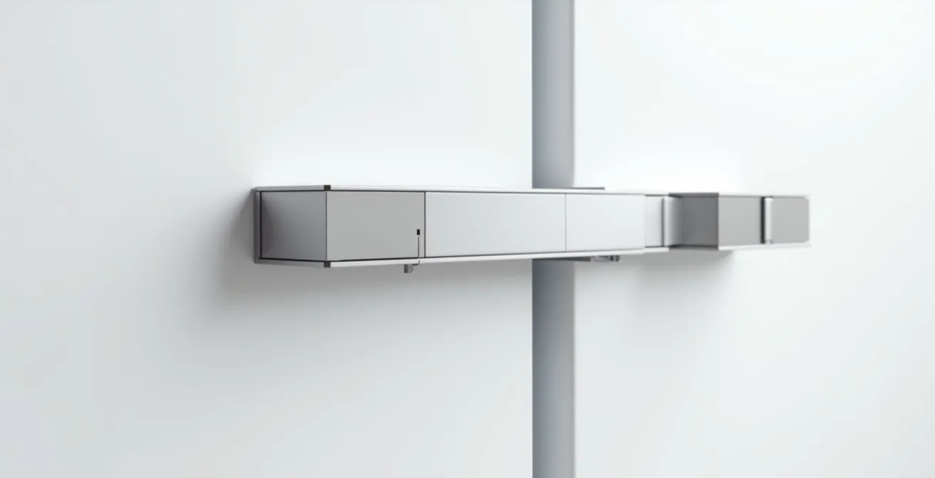 Comparaison visuelle des deux systèmes de charnières : pantographe et glissières, montrant les mécanismes de fixation