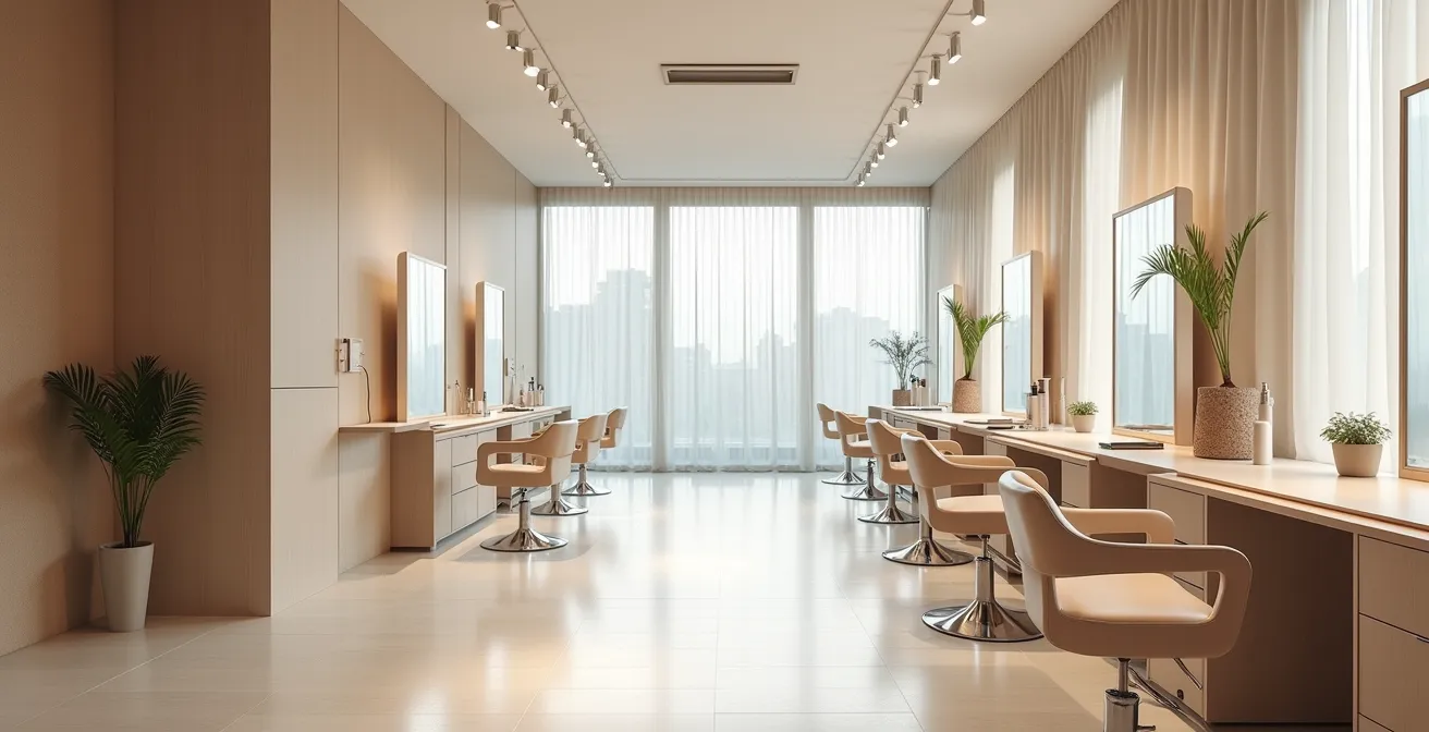 Intérieur moderne de salon de coiffure épuré