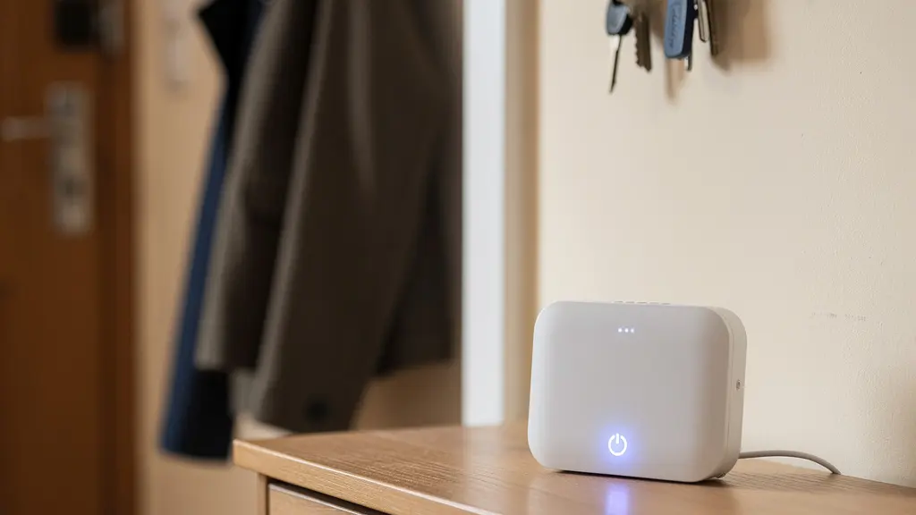 Centrale d'alarme sans fil connectée sur meuble d'entrée