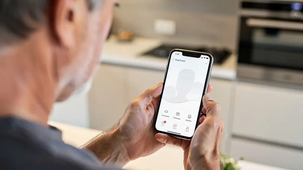 Personne consultant l'application de son alarme connectée sur smartphone