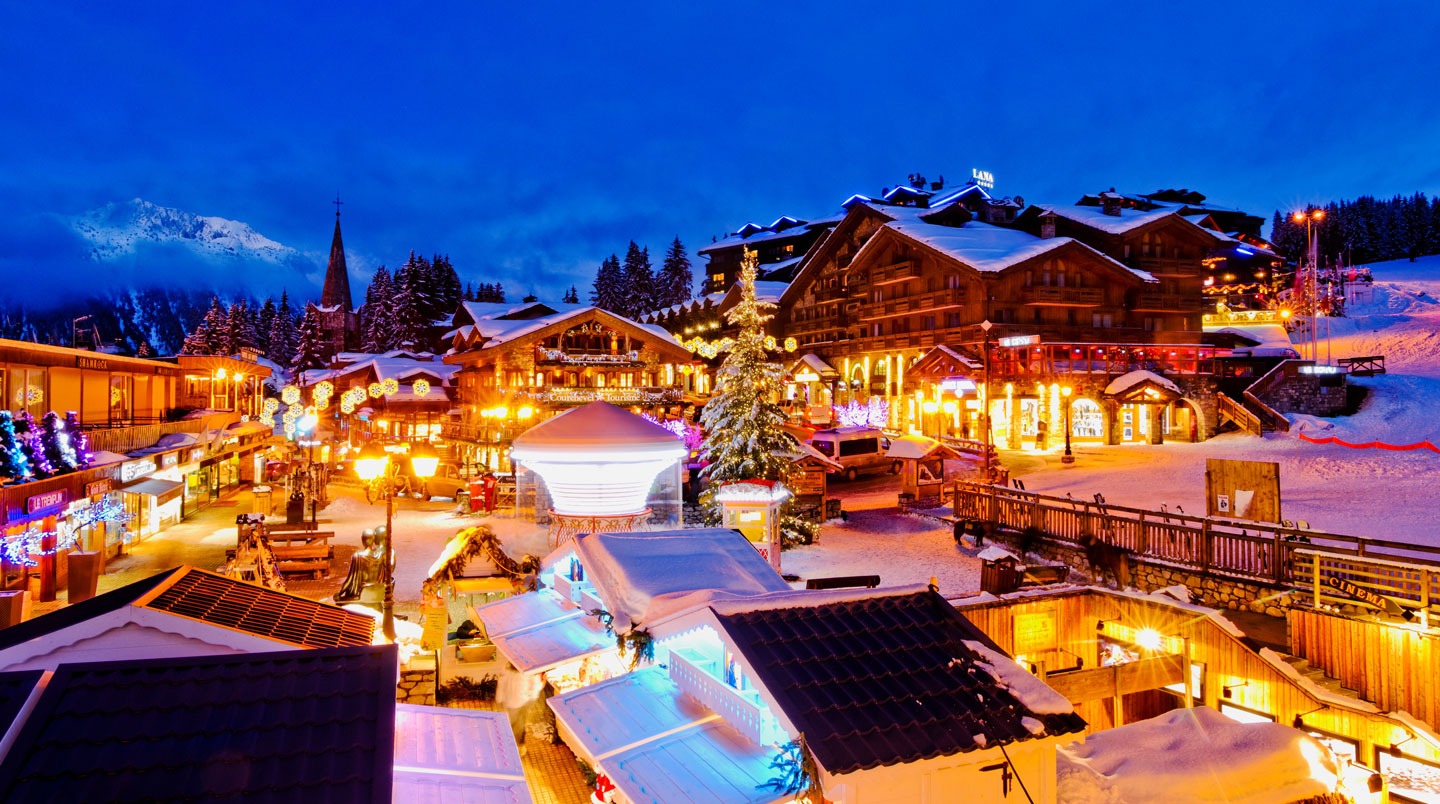 Représentation graphique en trois cercles concentriques des fourchettes de prix des chalets à Courchevel : entrée de gamme, milieu de gamme et premium